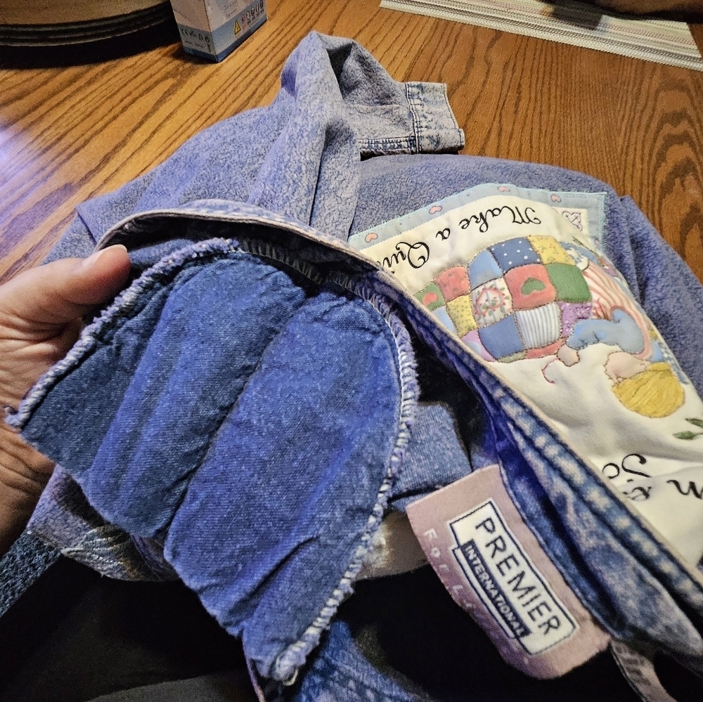 Vintage Patch Denim shirt Blue Size L •When life gives you scraps.make a quilt - Picture 7 of 12